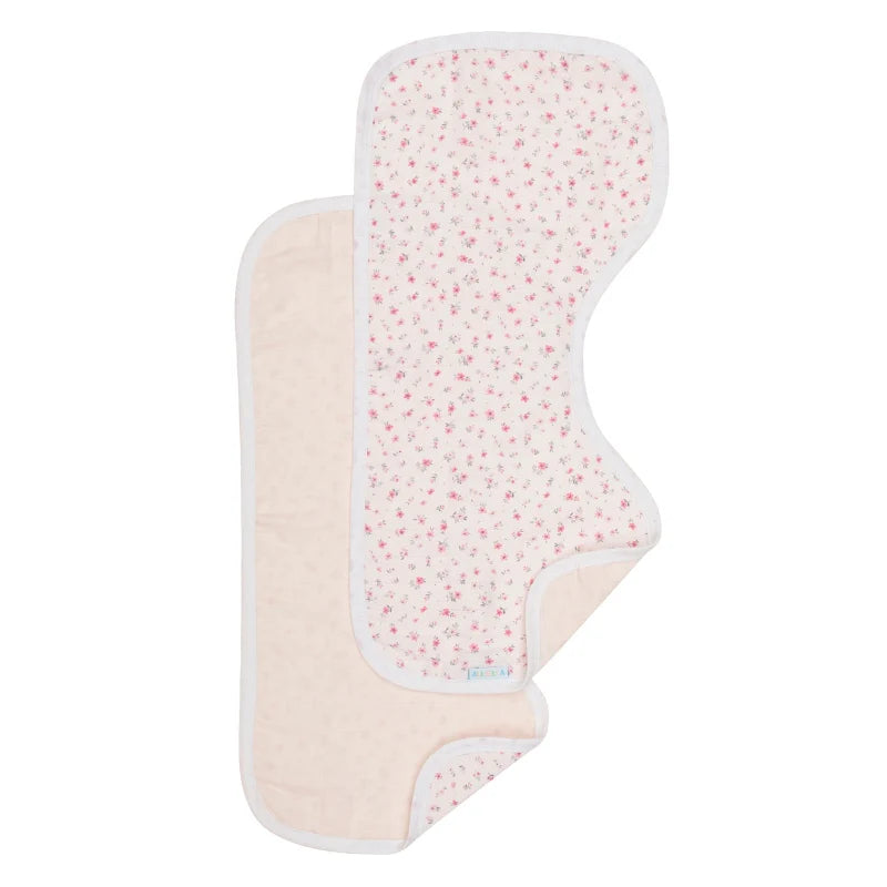 All4Ella Reversible Burp Cloth 2Pk - Pink Petals