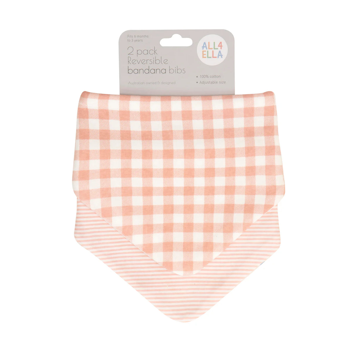 All4Ella Bandana Bibs 2 Pack - Gingham Strawberry