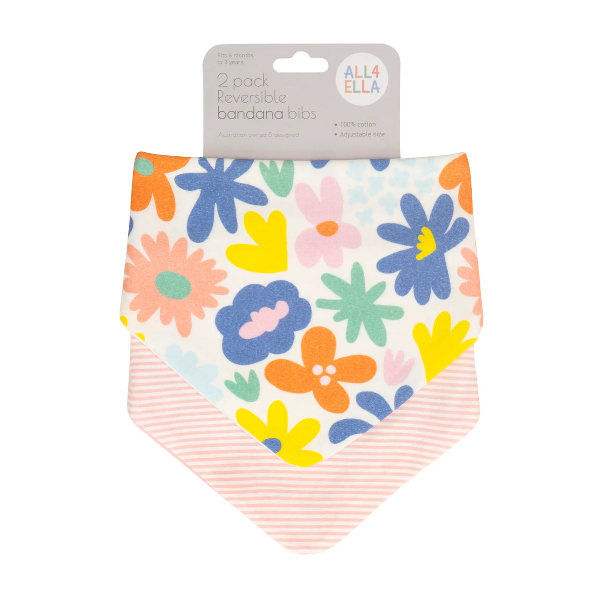 All4Ella Bandana Bibs 2 Pack - Bright Floral