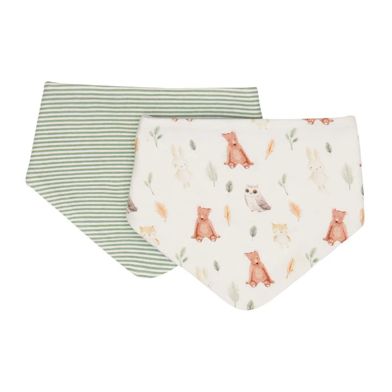 All4Ella Bandana Reversible Bibs 2 Pack - Forest Friends