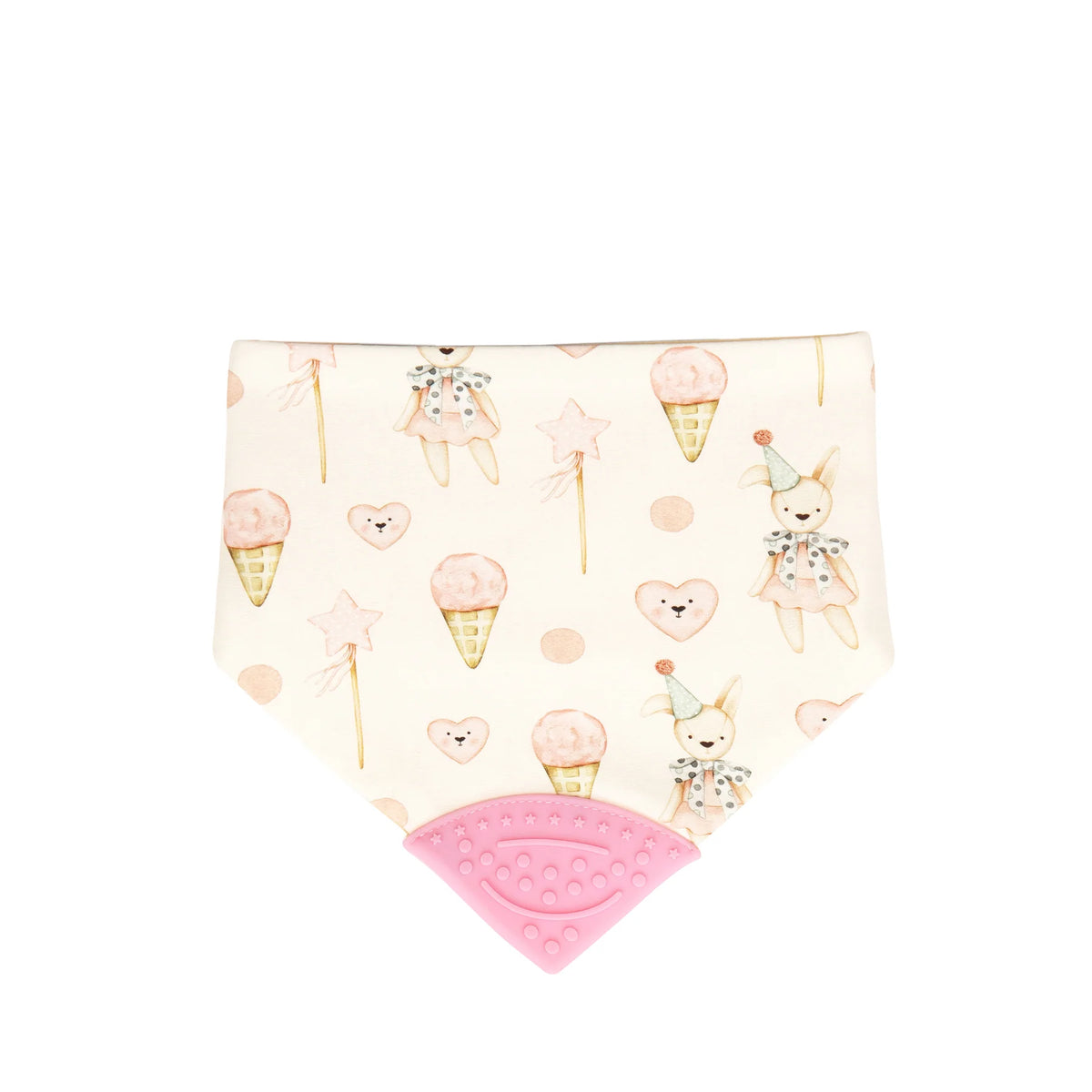 All4Ella Bandana Bib with Silicone Teether - Ice Creams and Teddy