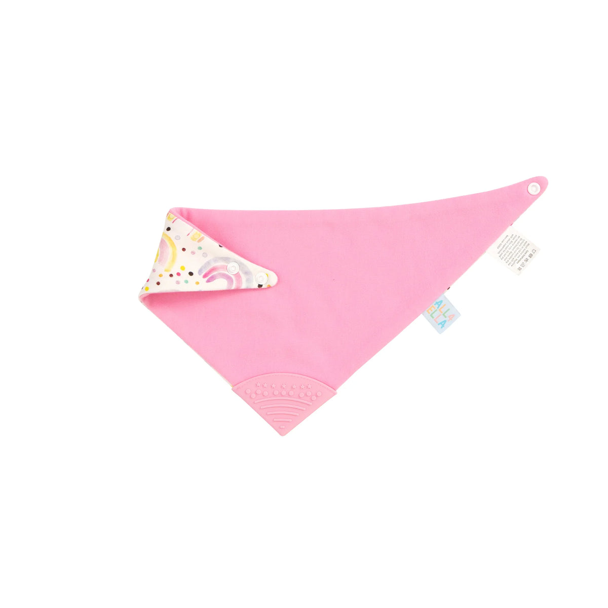 All4Ella Bandana Bib with Silicone Teether - Watercolour Rainbow