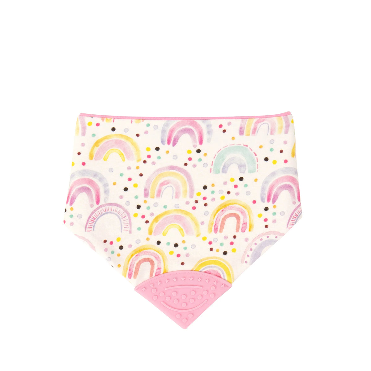 All4Ella Bandana Bib with Silicone Teether - Watercolour Rainbow