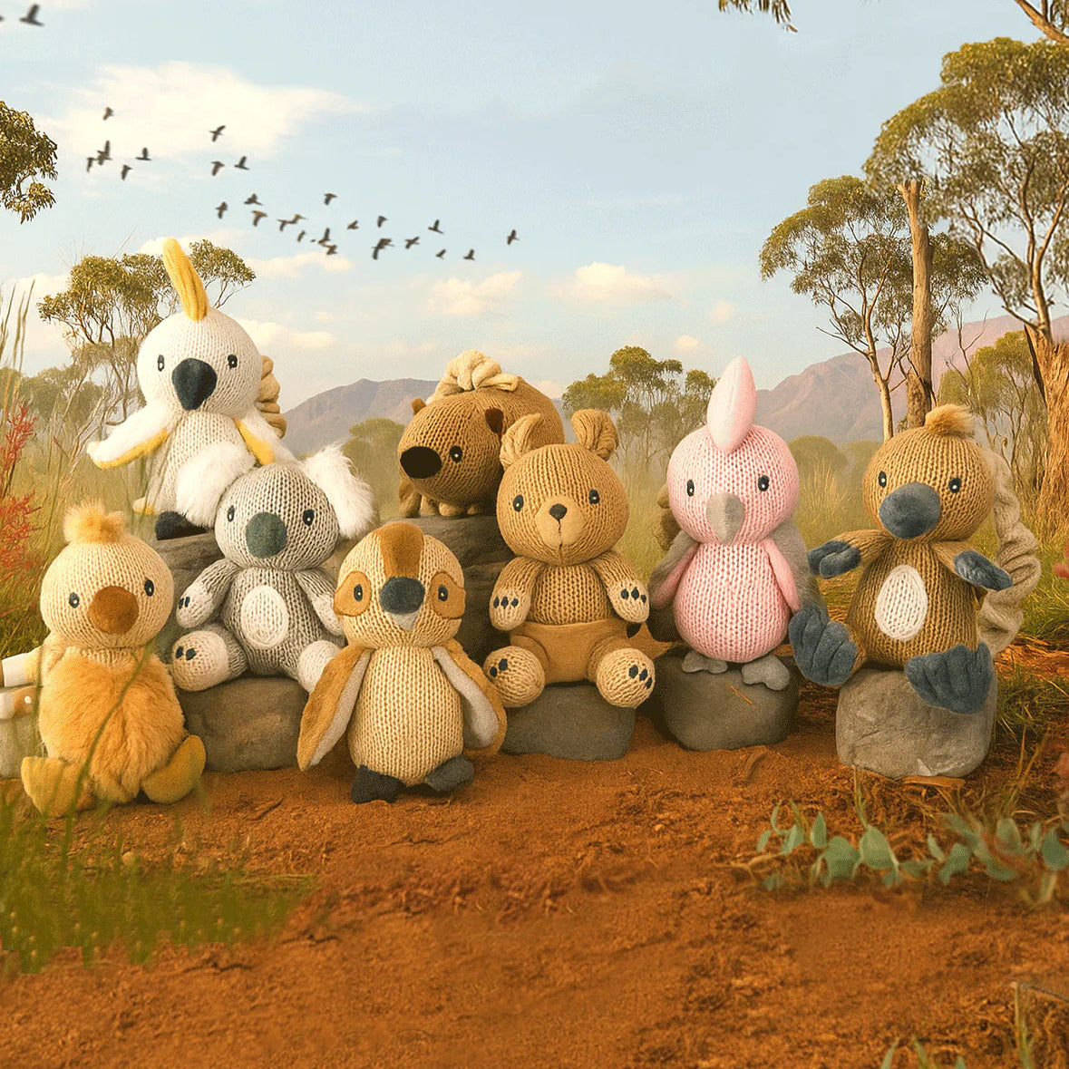 Living Textiles Stroller Toys - Kookaburra & Kangaroo