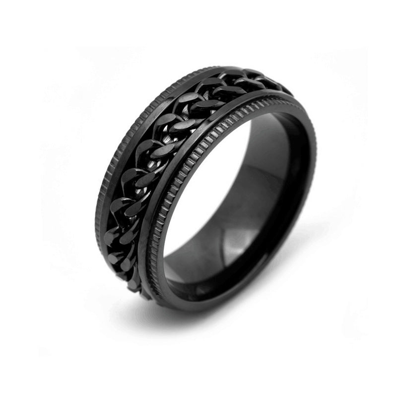 Chain Black Fidget Ring