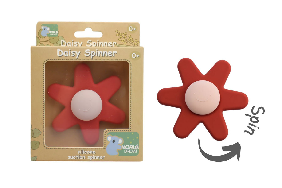 Koala Dream Daisy Silicone Suction Spinner - Red