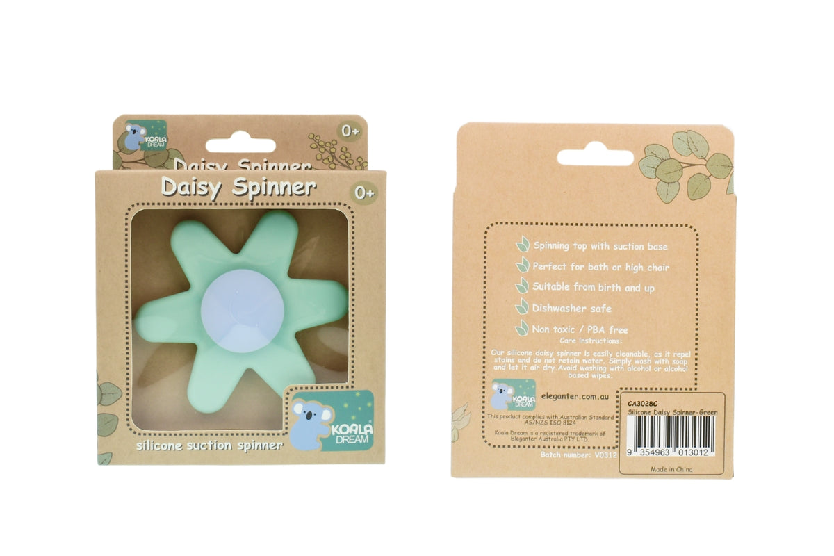 Koala Dream Daisy Silicone Suction Spinner - Green