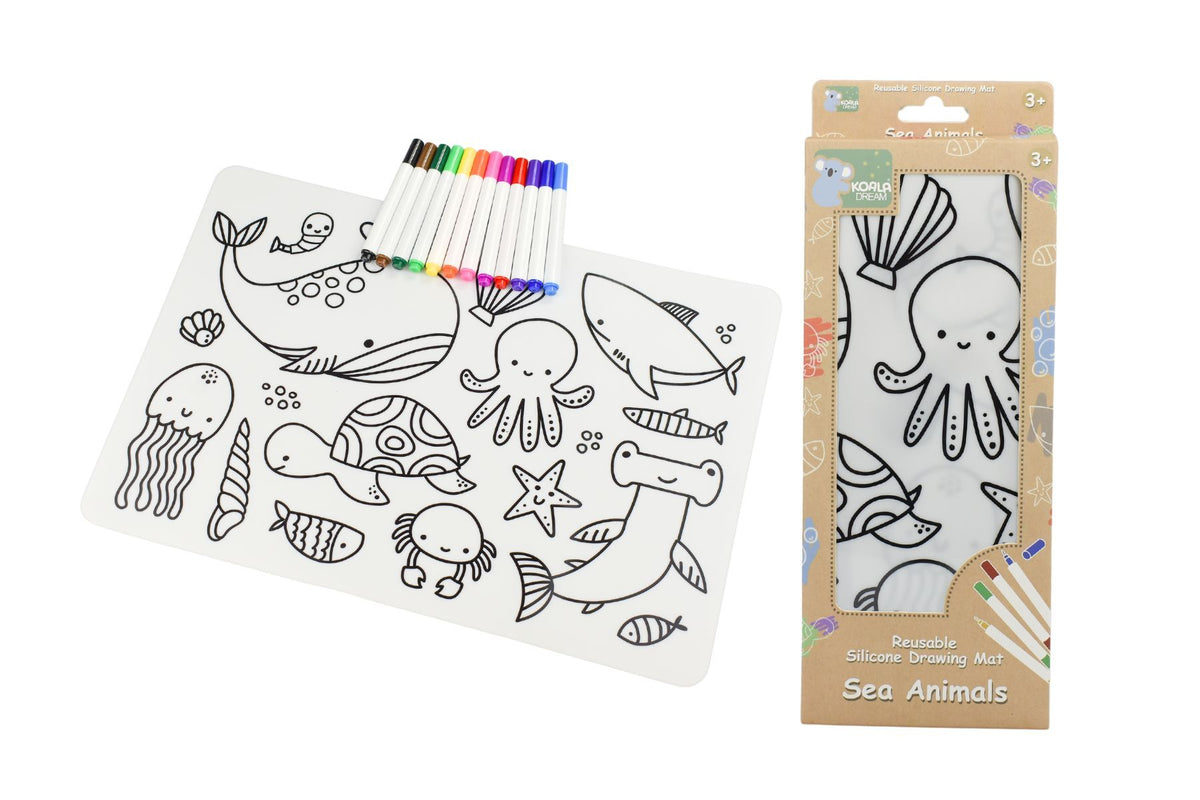 Koala Dream Reusable Silicone Drawing Mat - Sea Animals