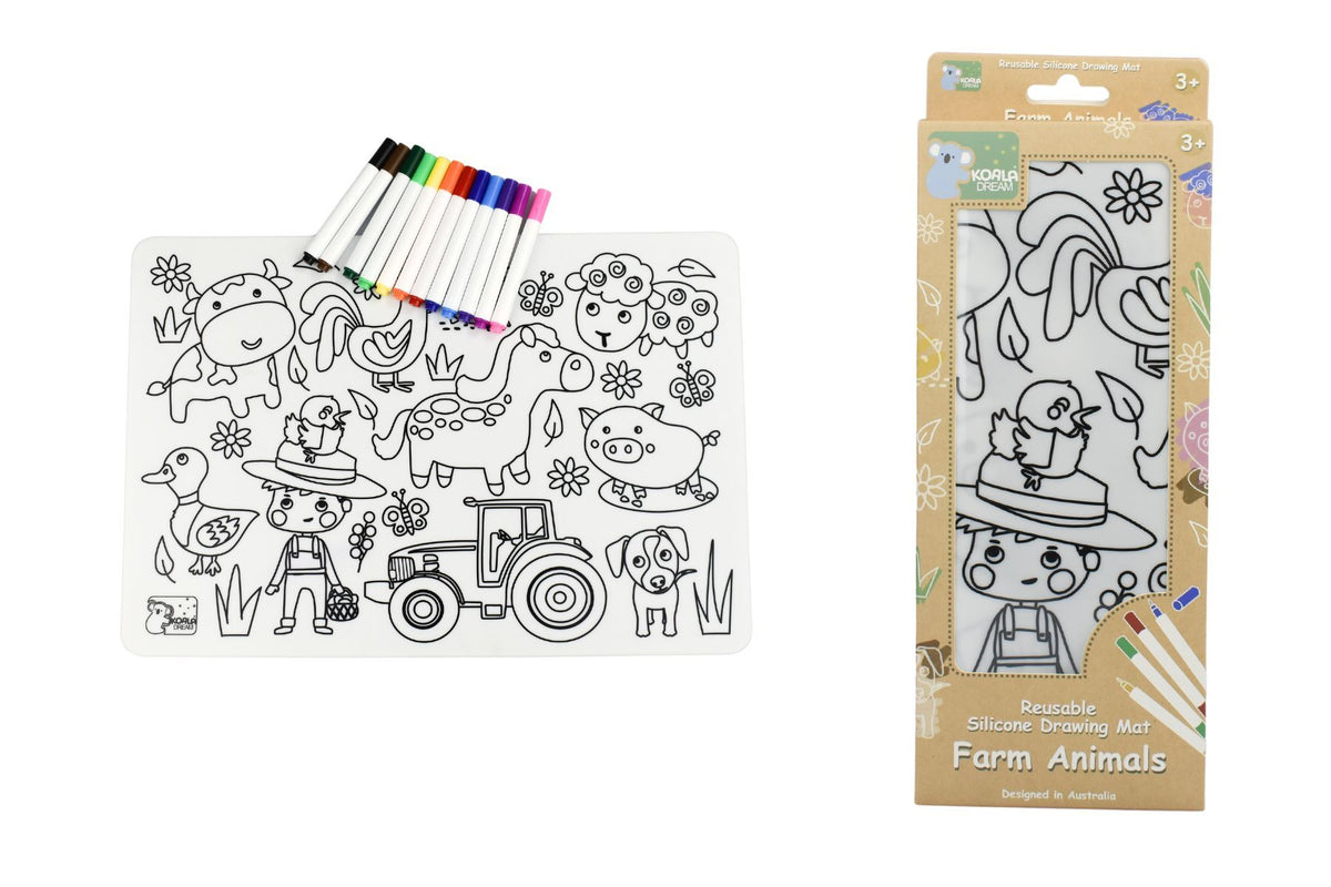 Koala Dream Reusable Silicone Drawing Mat - Farm