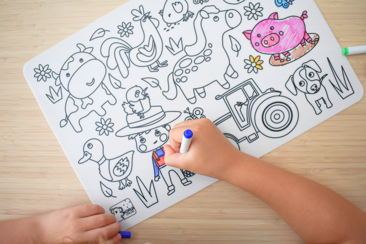 Koala Dream Reusable Silicone Drawing Mat - Farm