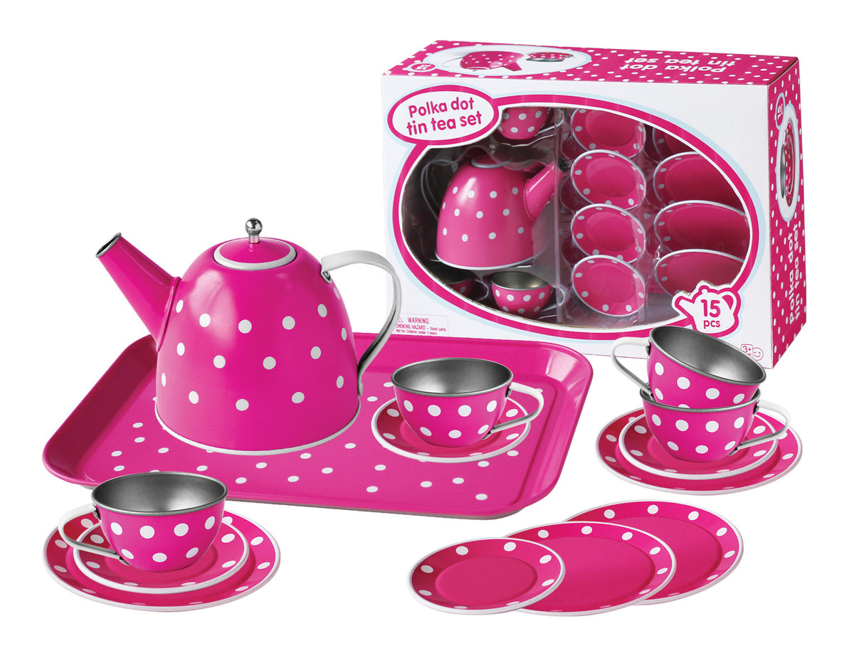 Kaper Kidz Pink and White Polka Dot Tea Set