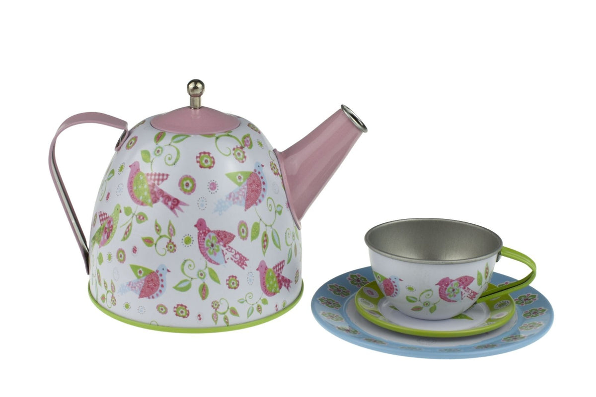 Kaper Kidz Bird Design Tin Tea Set