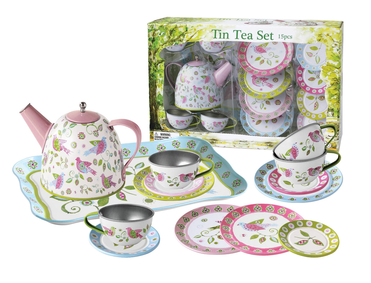 Kaper Kidz Bird Design Tin Tea Set