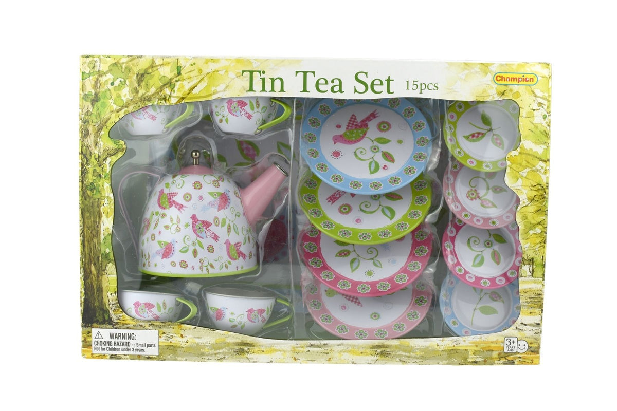 Kaper Kidz Bird Design Tin Tea Set