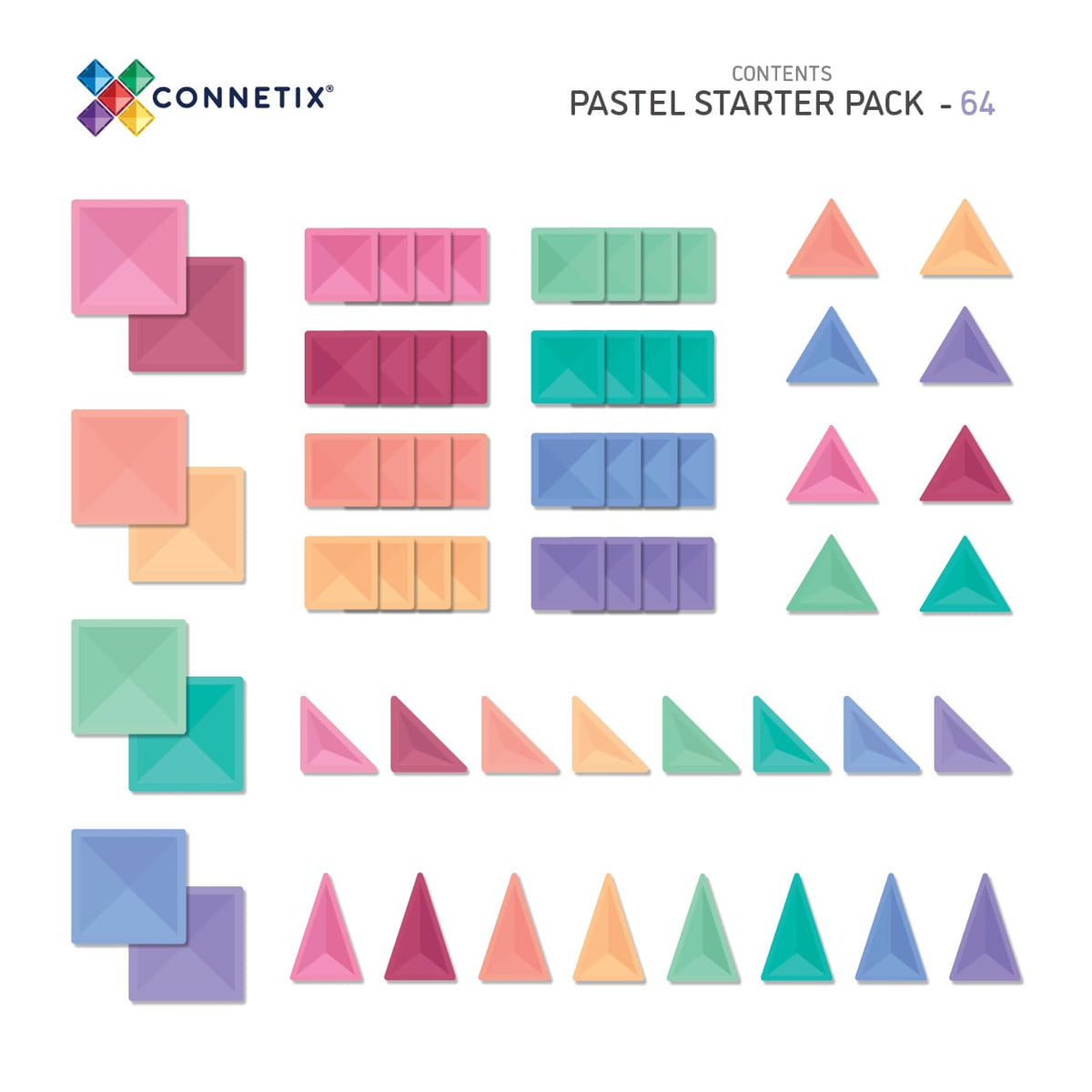 Connetix - Pastel - 64 Piece Starter Pack