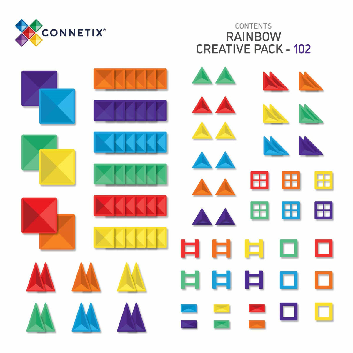 Connetix - Rainbow - 102 Piece Creative Pack