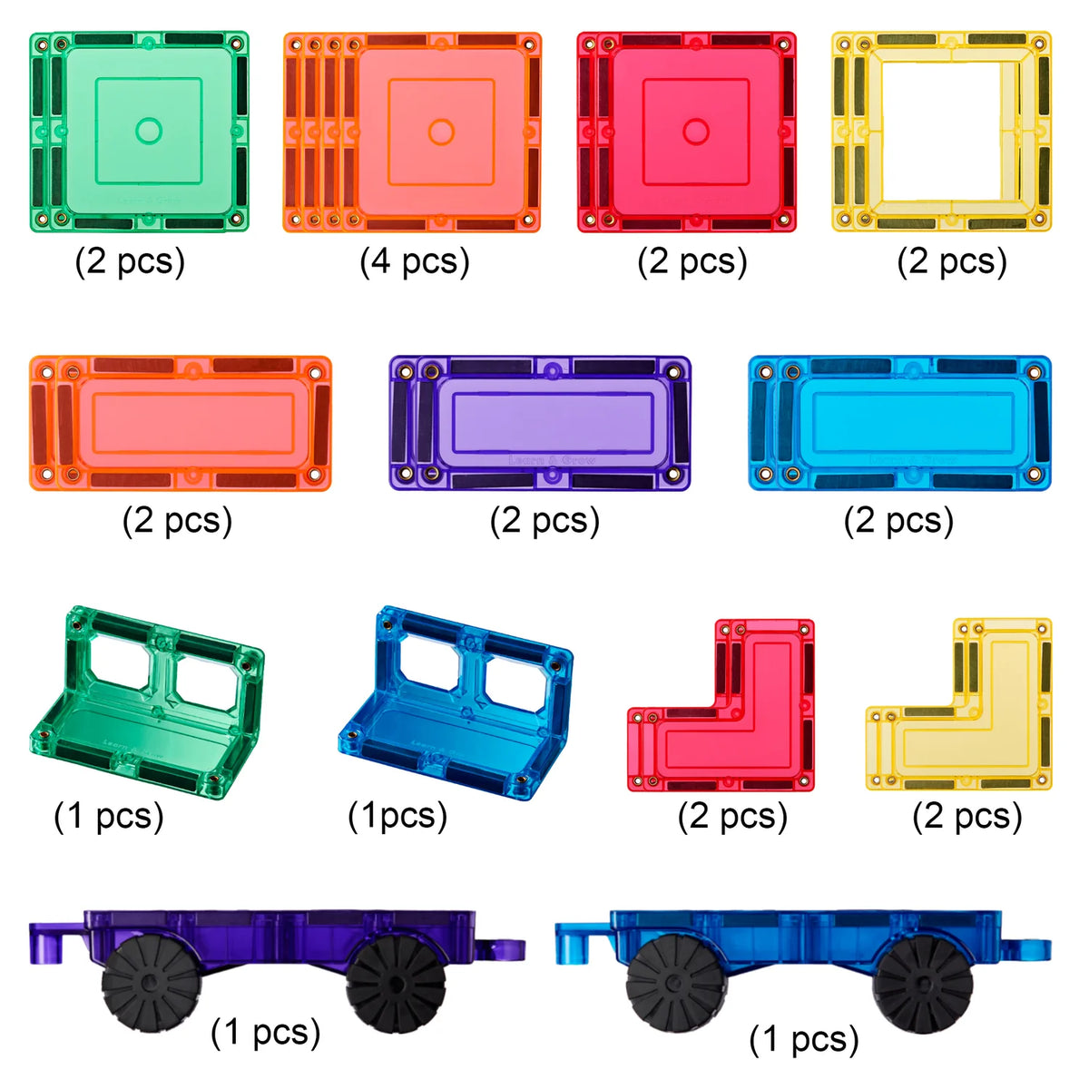 Learn &amp; Grow Magnetic Tiles - Car Pack (28 Pieces)