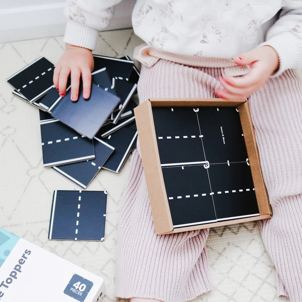 Learn &amp; Grow Magnetic Tile Toppers - Road Pack (40 Pieces)