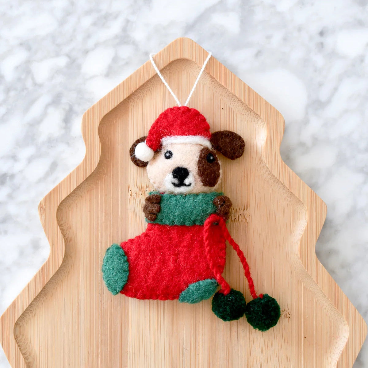 Tara Treasures Felt Christmas Dog in Stocking Ornament