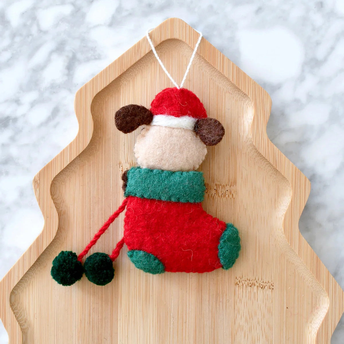 Tara Treasures Felt Christmas Dog in Stocking Ornament