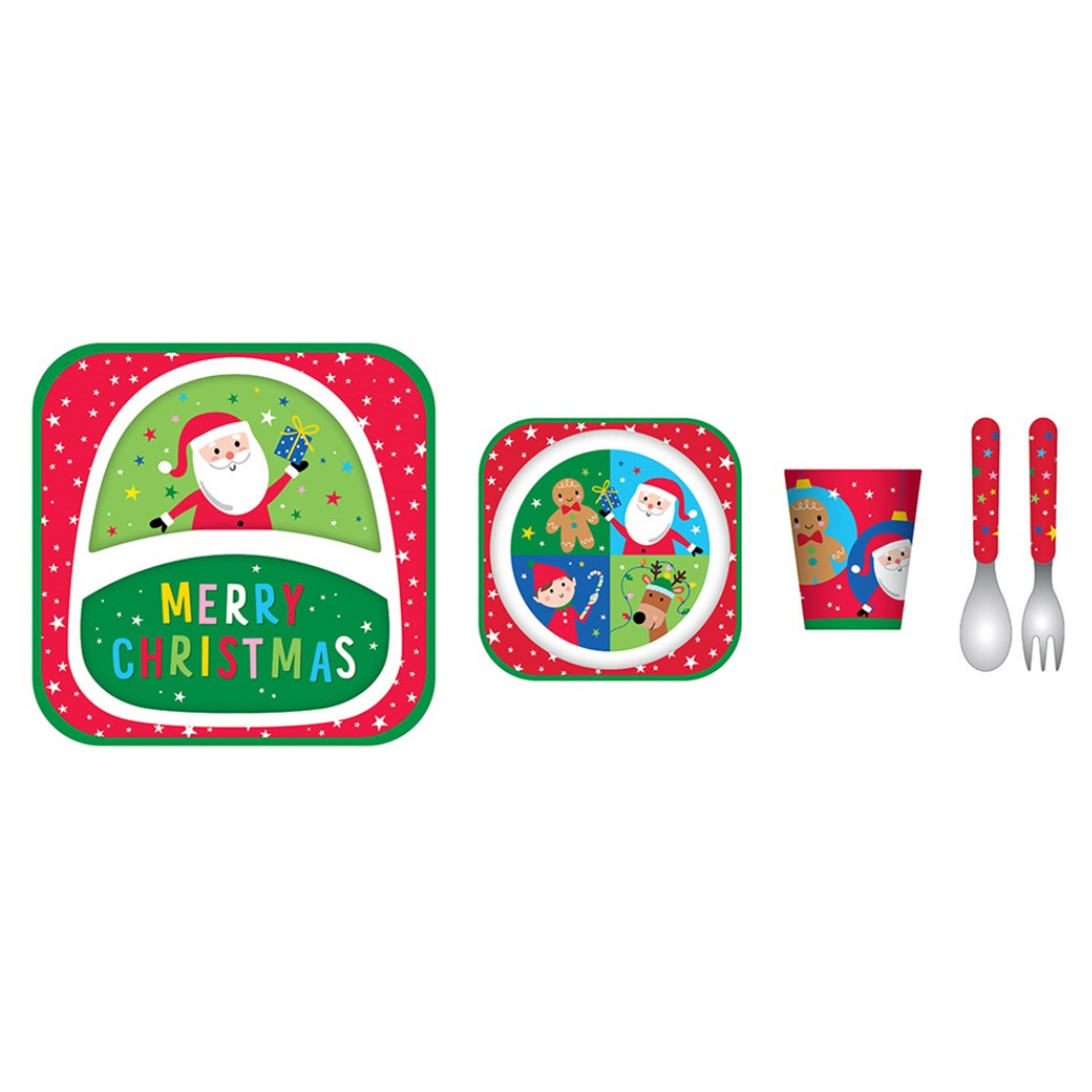Christmas Bamboo Dinner Set – 5 Piece Santa