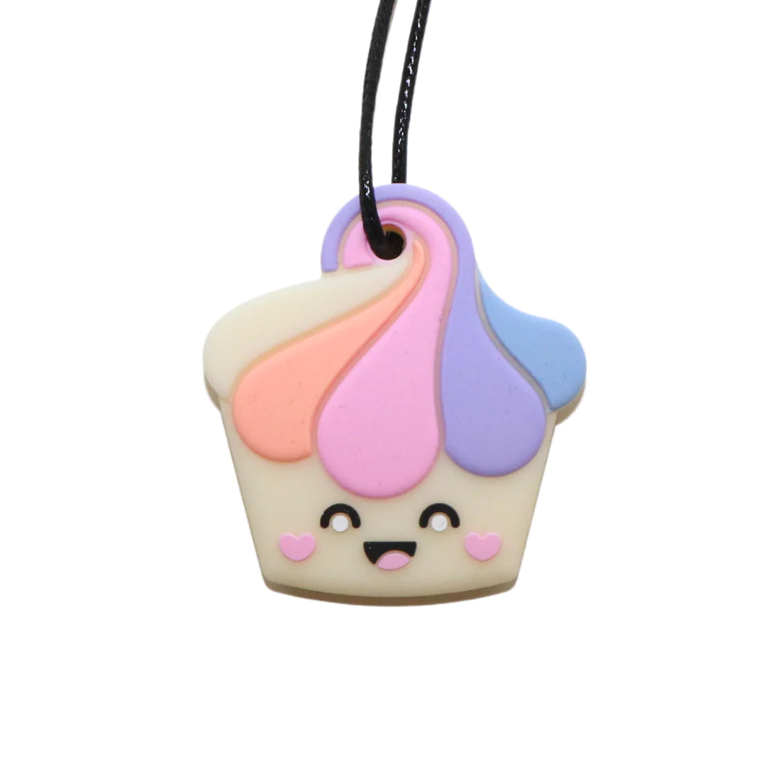 Jellystone Designs Cupcake Pendant Chew Necklace - Pastel