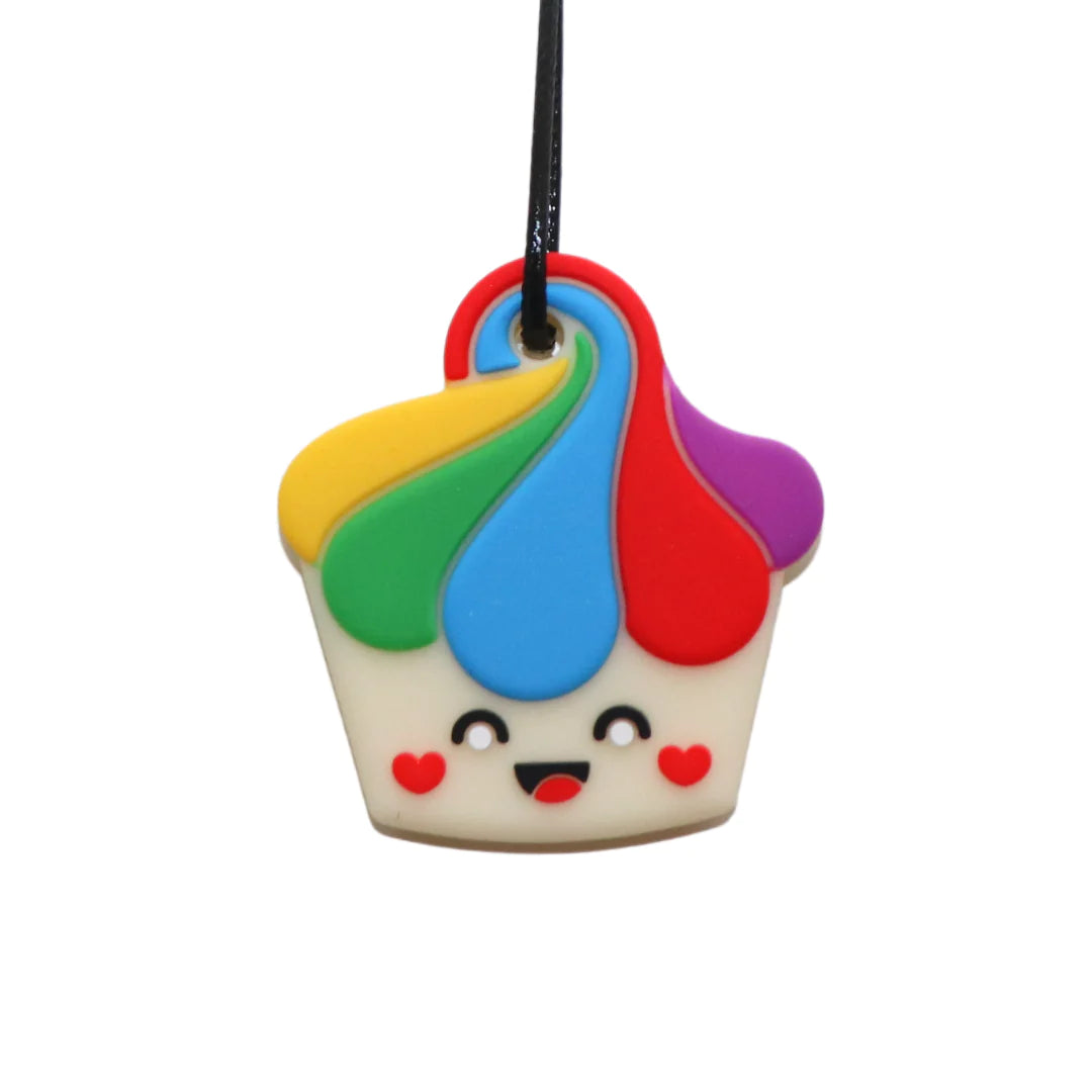 Jellystone Designs Cupcake Pendant Chew Necklace - Rainbow