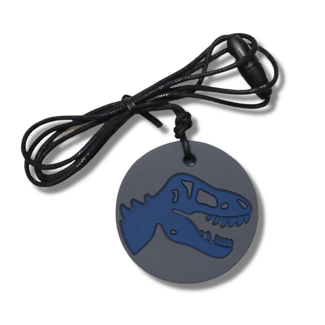 Jellystone Designs Dino Pendant Chew Necklace - Grey