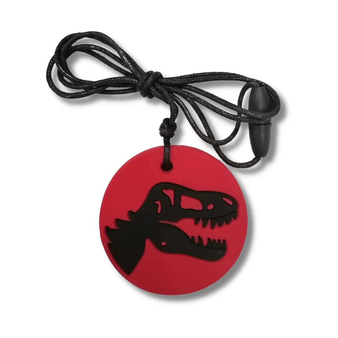 Jellystone Designs Dino Pendant Chew Necklace - Red