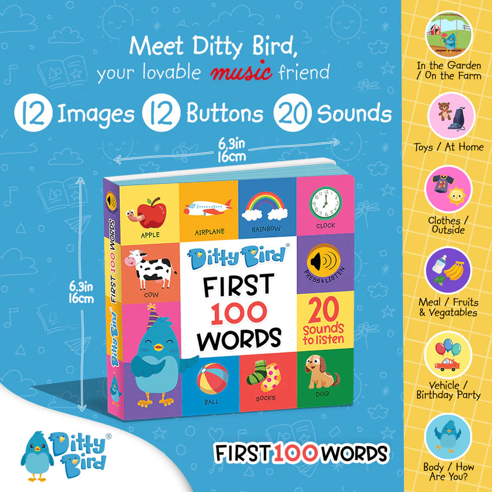 Ditty Bird Rechargeable Book - First 100 Words