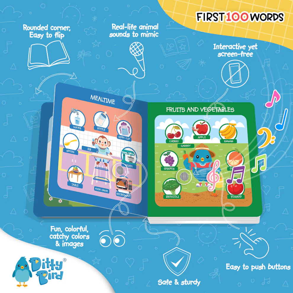 Ditty Bird Rechargeable Book - First 100 Words