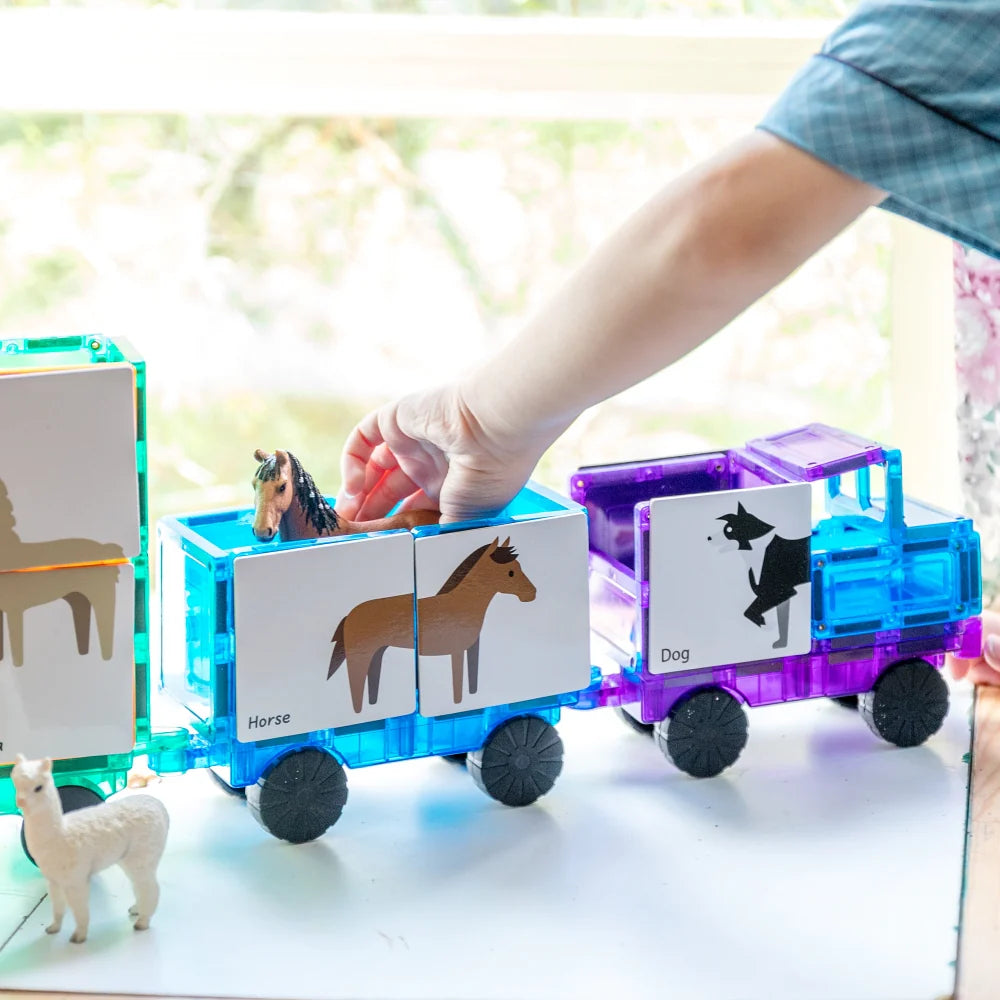 Learn &amp; Grow Magnetic Tile Toppers - Animal Duo Puzzle Pack (40 Pieces)