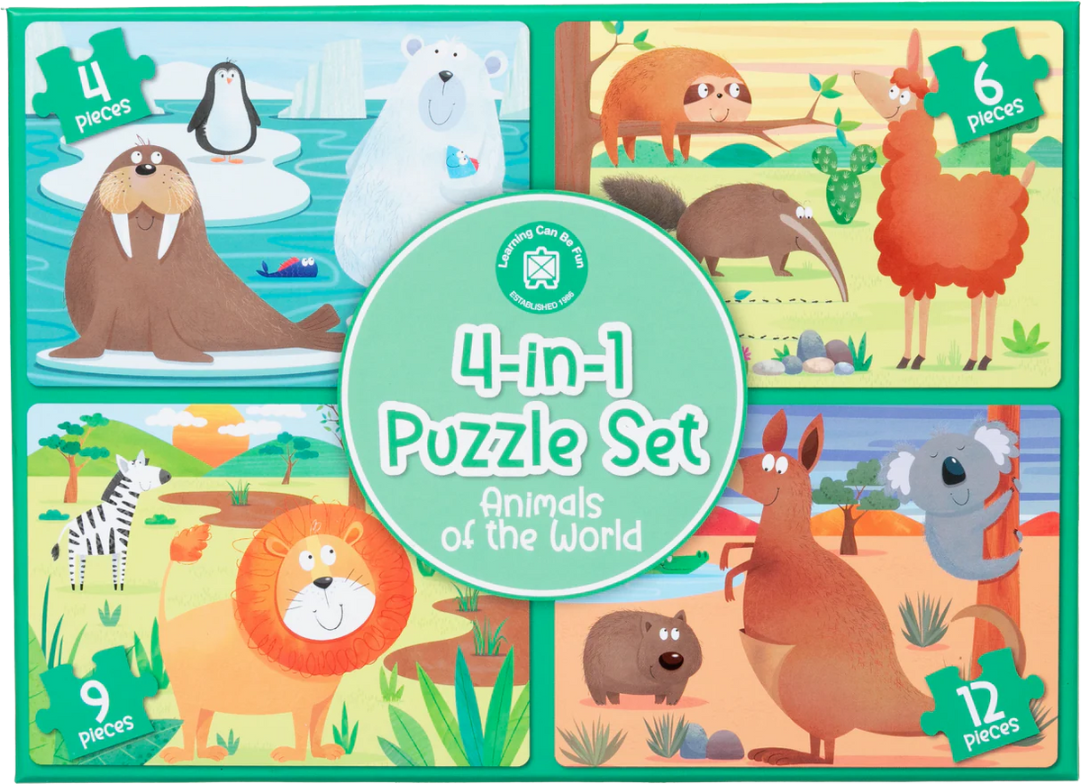4-in-1 Puzzle Set: Animals of the World