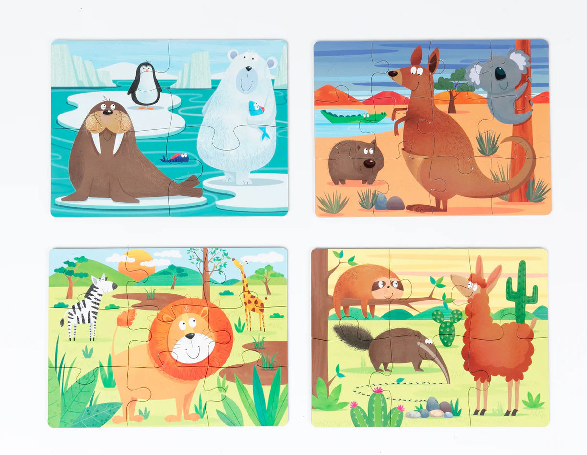 4-in-1 Puzzle Set: Animals of the World