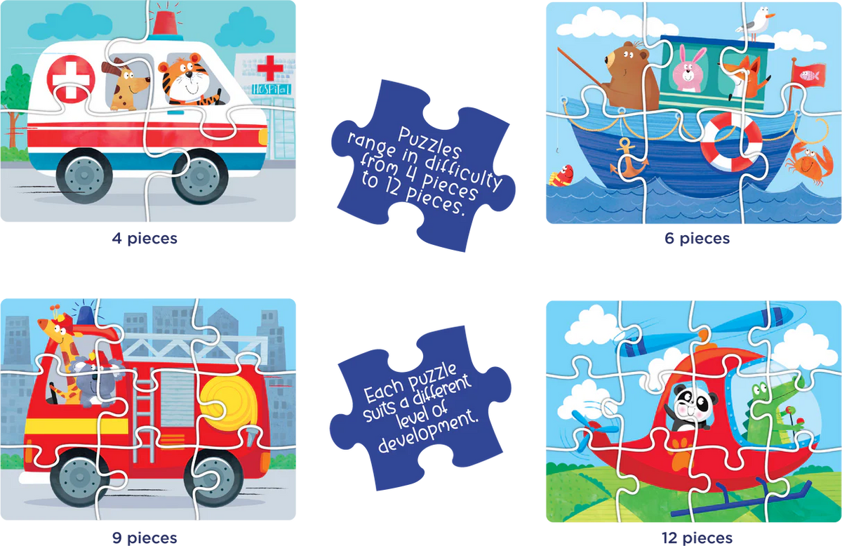 4-in-1 Puzzle Set: Things That Go