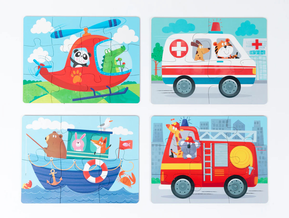 4-in-1 Puzzle Set: Things That Go