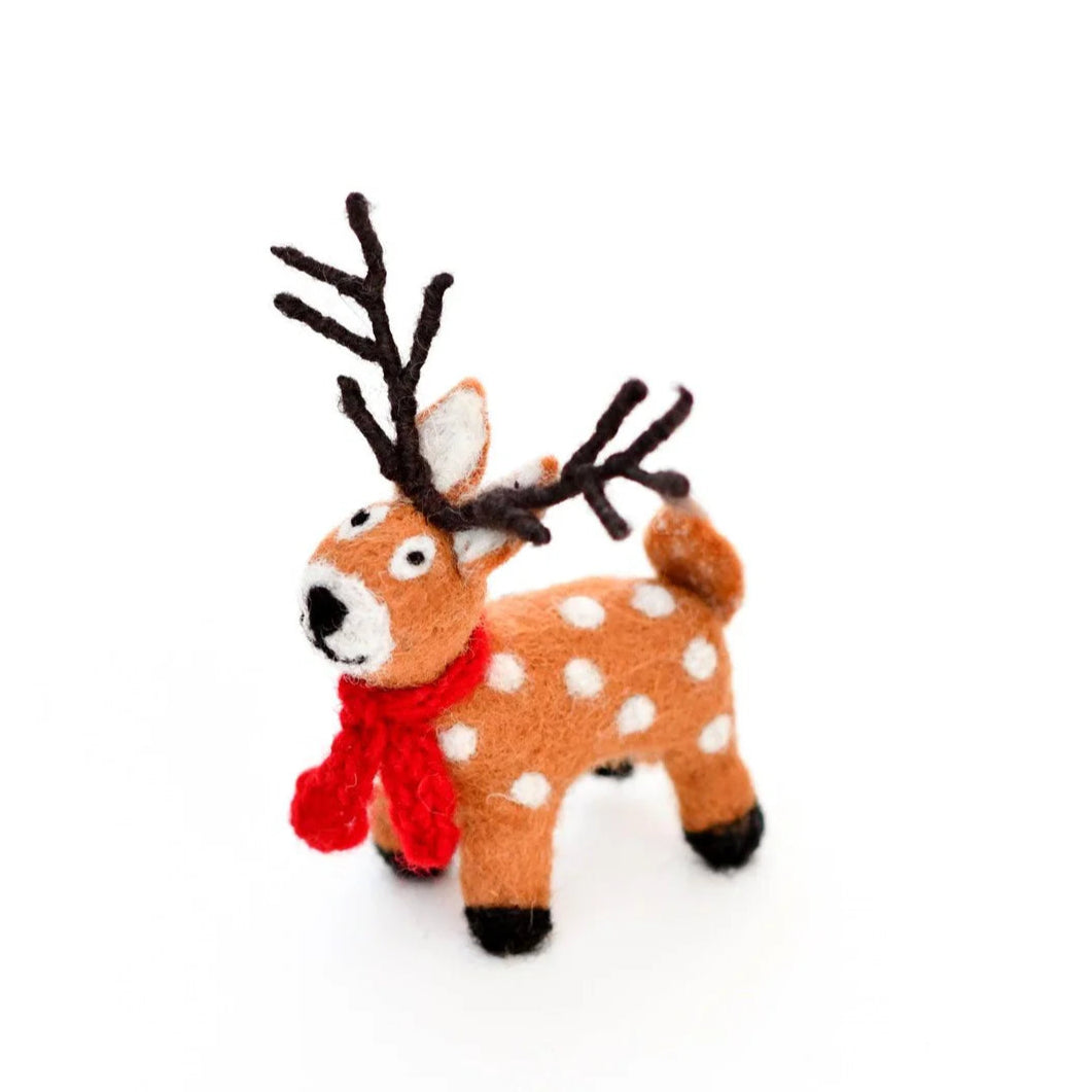 Tara Treasures Felt Reindeer with Red Scarf