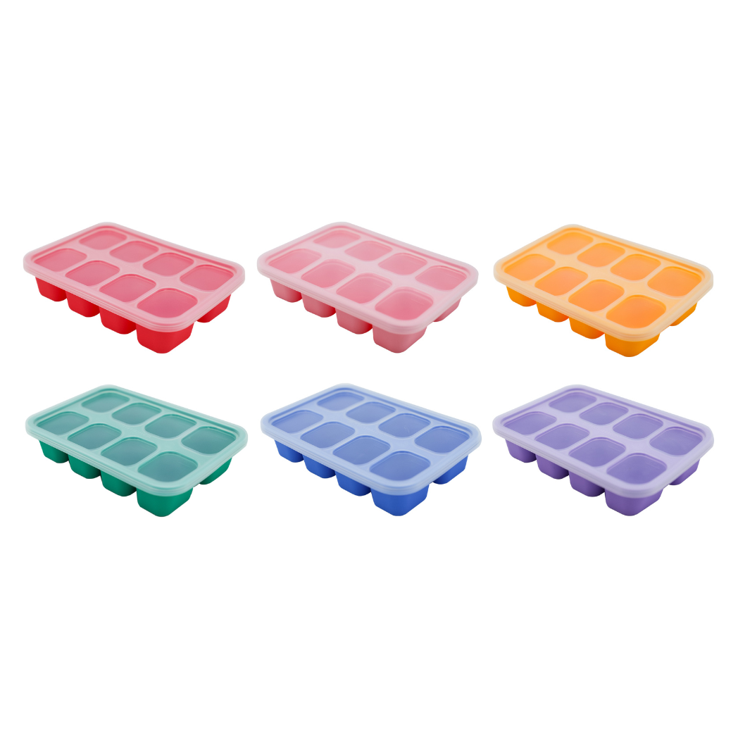 Marcus &amp; Marcus silicone food cube tray 30ml x 8 in assorted colours, BPA-free and freezer safe baby food storage tray