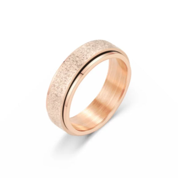 Frosted Rose Gold Fidget Ring
