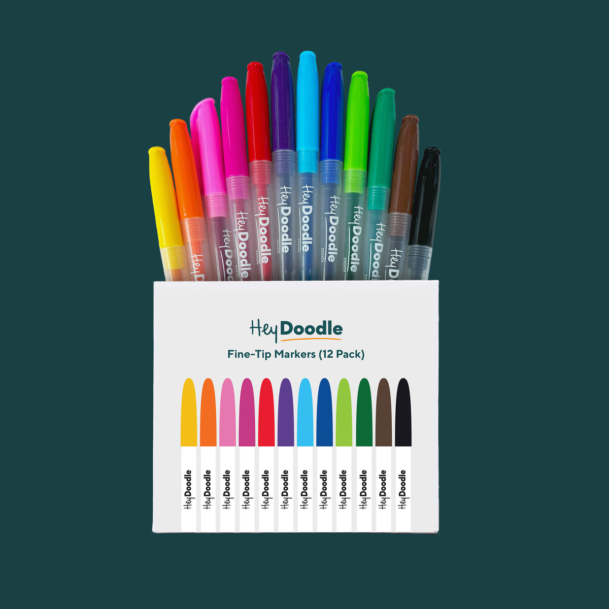 HeyDoodle - 12 Pack Fine Tip Pens