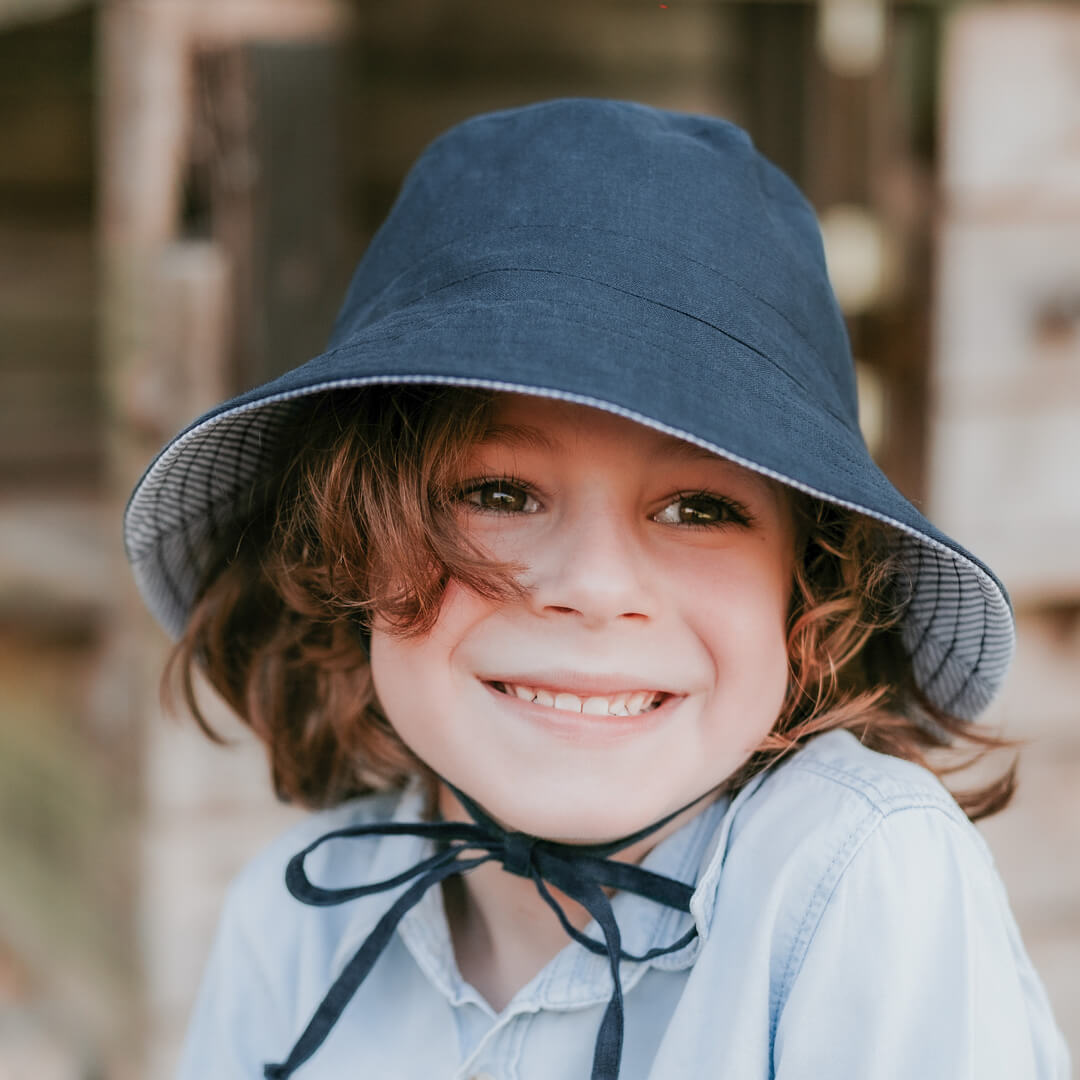 Bedhead Hats Explorer Kids Reversible Classic Bucket Hat - Charlie/Indigo