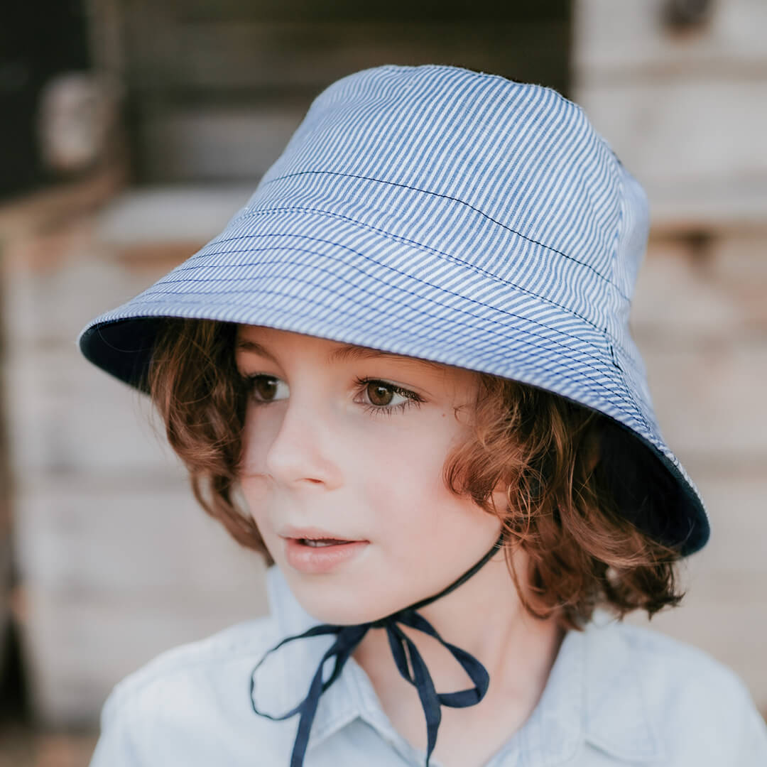 Bedhead Hats Explorer Kids Reversible Classic Bucket Hat - Charlie/Indigo