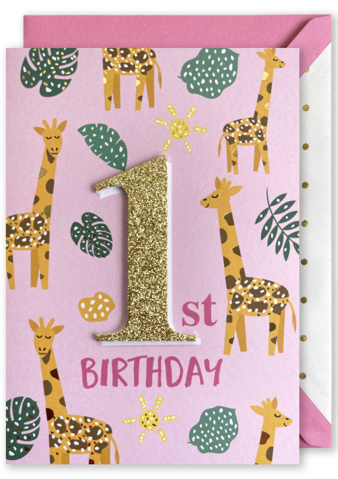 Embellished Card: “1st Birthday” Giraffe