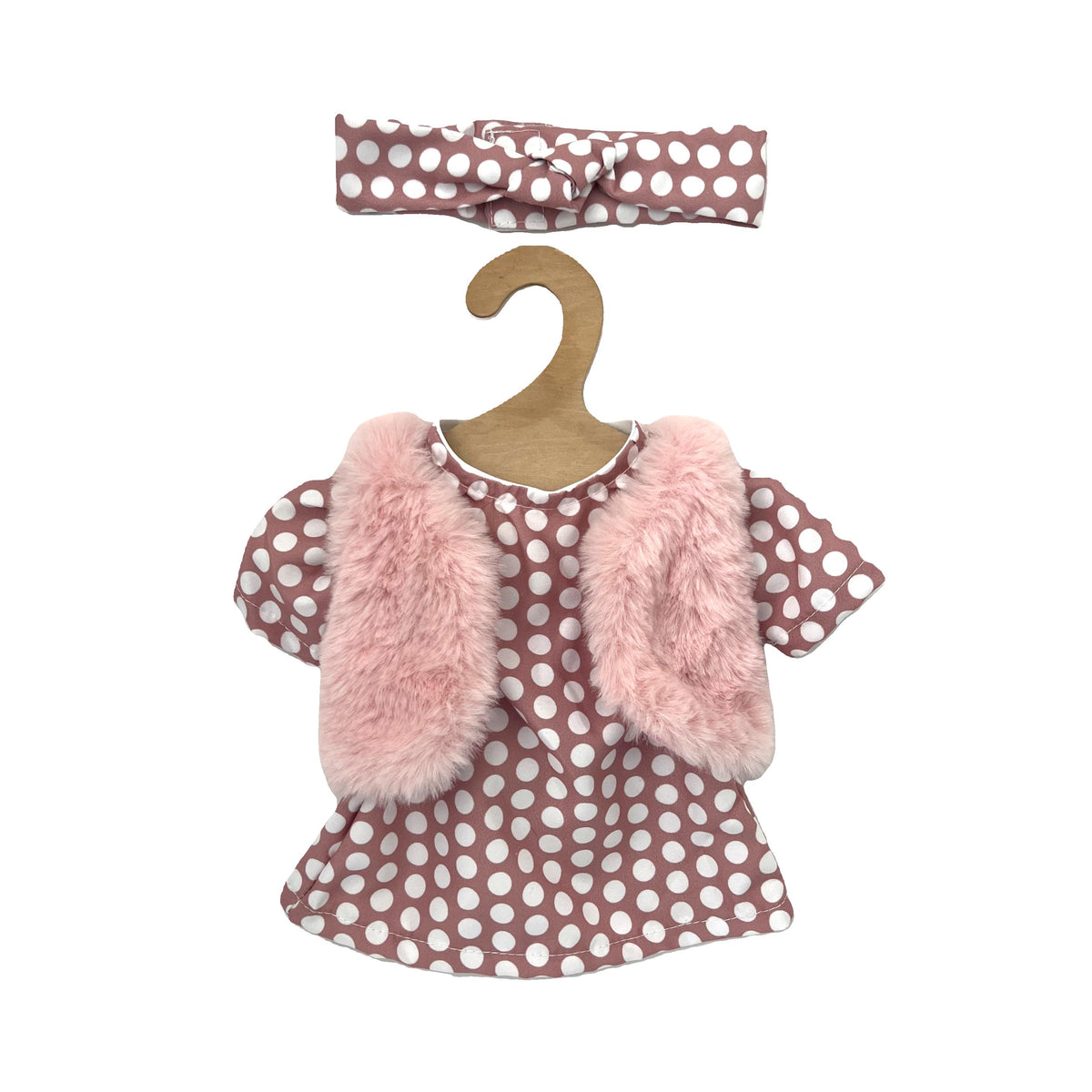 Hopscotch Collectables Dolls Clothes - Pink Dress and Fur Coat