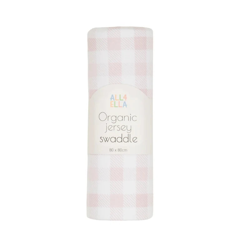 All4Ella Organic jersey swaddle - Gingham Pink