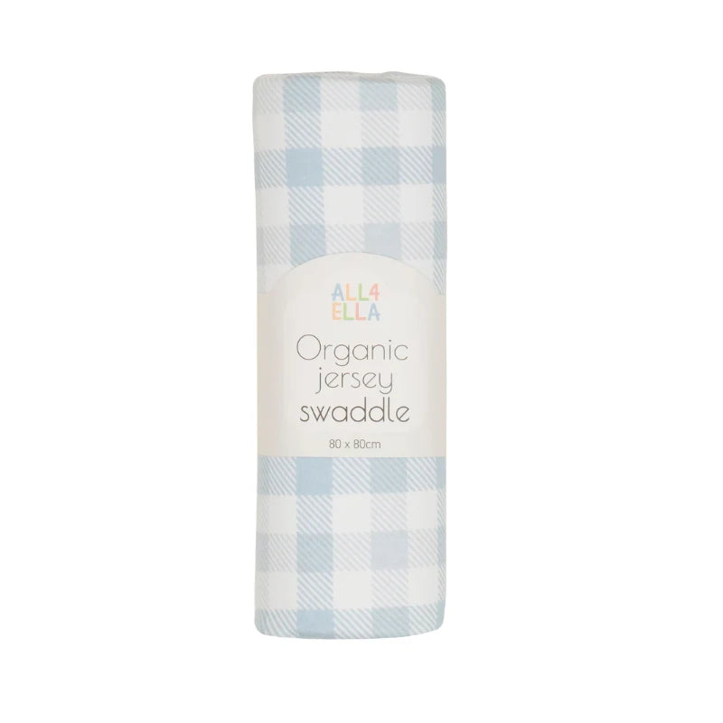 All4Ella Organic jersey swaddle - Gingham Blue