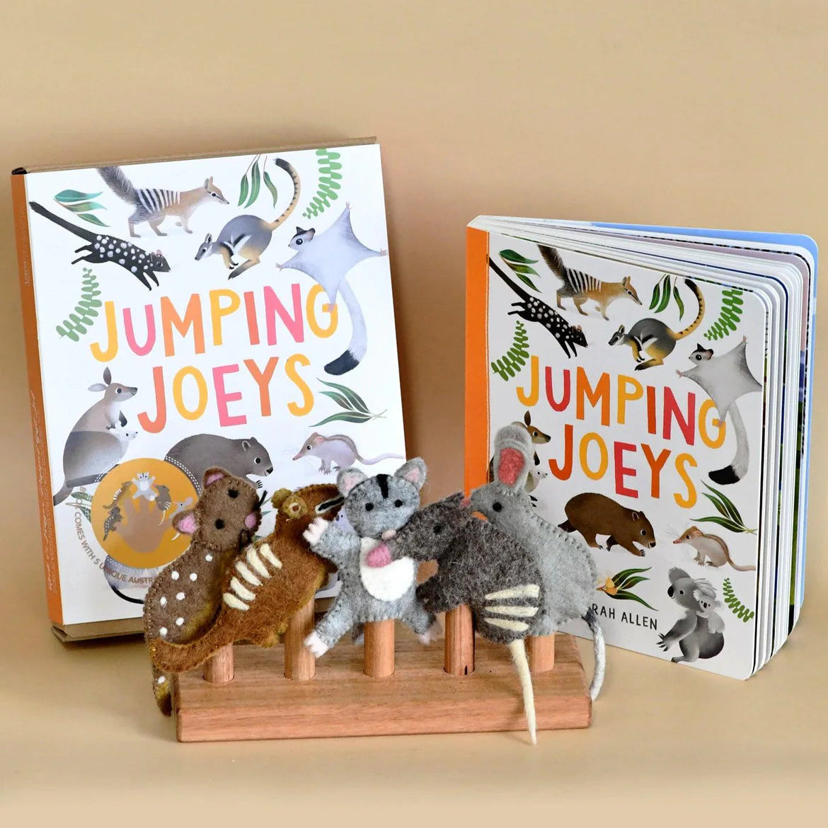 Tara Treasures Jumping Joeys Finger Puppets and Book Set