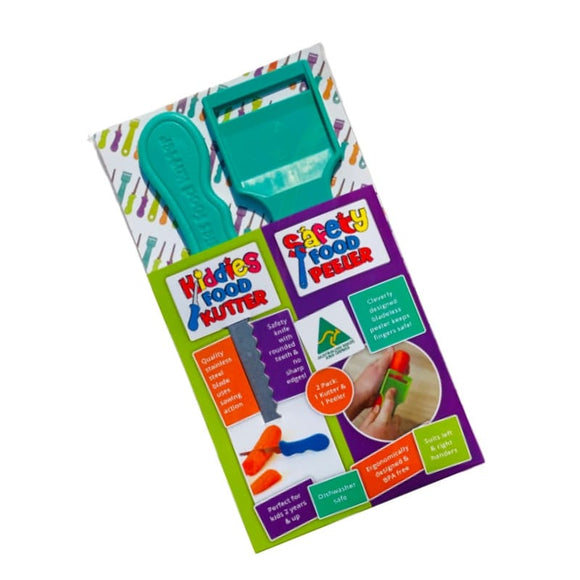 Twin Pack – Kiddies Food Kutter and Safety Food Peeler - Green