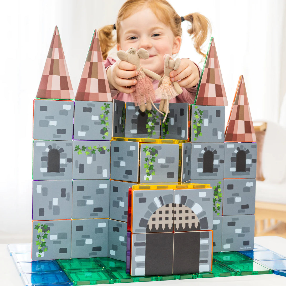 Learn &amp; Grow Magnetic Tile Toppers - Castle Pack (40 Pieces)