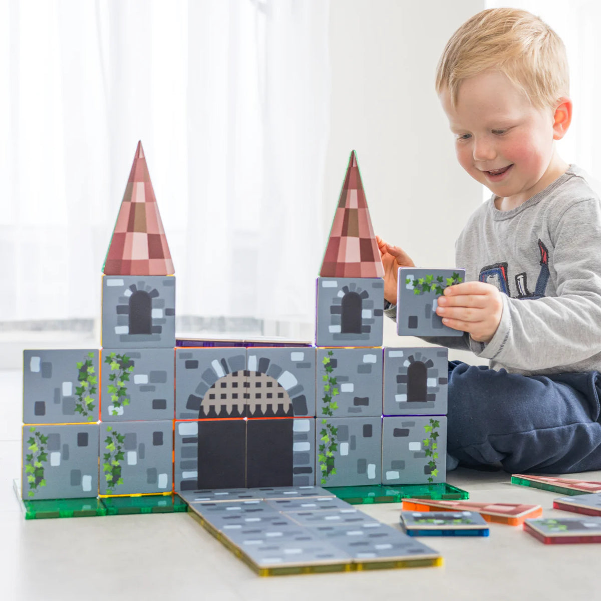 Learn &amp; Grow Magnetic Tile Toppers - Castle Pack (40 Pieces)